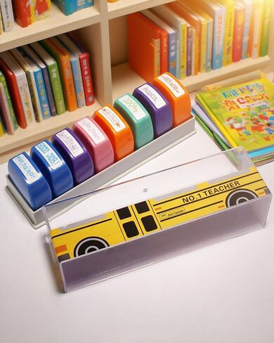 WAFJAMF 8-Pack Teacher Stamps for Grading Self-Inking School Stamp Set for Homework Reward Classroom Evaluation Portable Teacher Stamps for Elementary Educators in Saudi Arabia