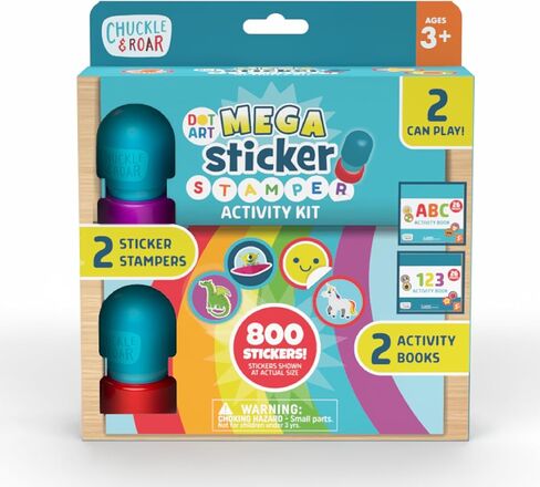 Chuckle & Roar Mega Sticker Stamper Activity Kit with 800 Stickers, 2 Activity Books (ABC & 123) & 2 Reusable Stampers – Arts & Crafts, Learning, Travel Toy for Kids Ages 3+ in Kuwait