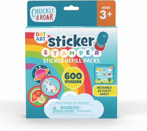 مجموعة أدوات ختم الملصقات الضخمة من Chuckle & Roar مع 800 ملصق، وكتابي أنشطة (ABC و123) و2 أختام قابلة لإعادة الاستخدام - الفنون والحرف اليدوية، والتعلم، ولعبة السفر للأطفال من سن 3 سنوات فما فوق in Kuwait