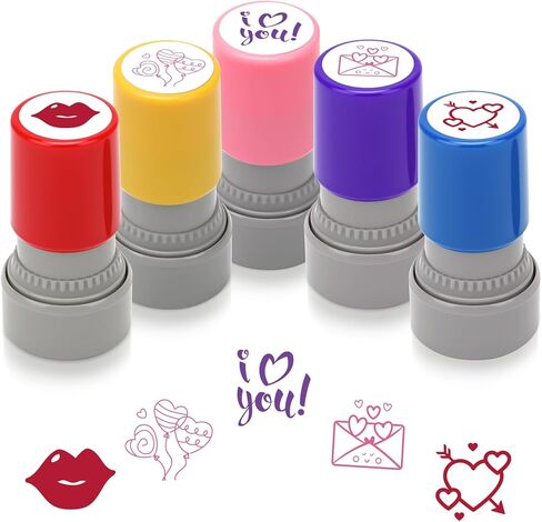 5 Pcs Valentine Day Stamps for Kids, Arts and Crafts Self-Inking Stampers Set with Assorted-Word for Classroom Exchange, Valentine Gift, Holiday Party Favors & Goody Bag Fillers in Saudi Arabia