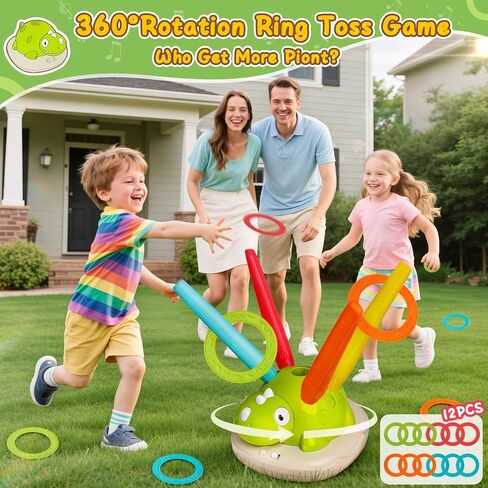 3 in 1 Musical Jump, Toss Ring Game and Stomping Launch Rocket with Storage Bag, Remote Control Outdoor Toys for Kids 3-6 Exercise Jump Gross Motor for Toddlers Indoor/Yard Game Gift for Boys Girl 4-8 in Saudi Arabia