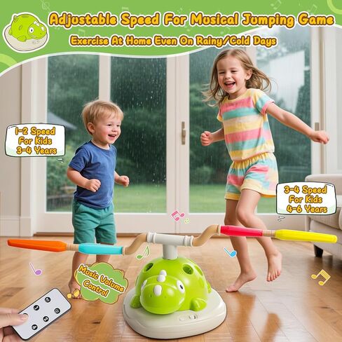 3 in 1 Musical Jump, Toss Ring Game and Stomping Launch Rocket with Storage Bag, Remote Control Outdoor Toys for Kids 3-6 Exercise Jump Gross Motor for Toddlers Indoor/Yard Game Gift for Boys Girl 4-8 in Saudi Arabia
