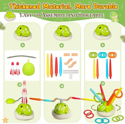 3 in 1 Musical Jump, Toss Ring Game and Stomping Launch Rocket with Storage Bag, Remote Control Outdoor Toys for Kids 3-6 Exercise Jump Gross Motor for Toddlers Indoor/Yard Game Gift for Boys Girl 4-8 in Saudi Arabia