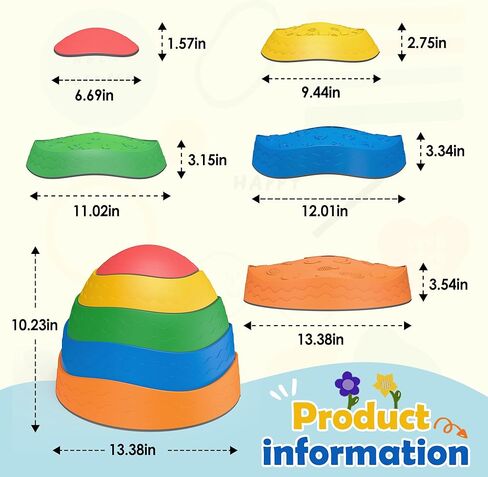 Stepping Stones for Kids - 5 Pack Non-Slip Balance Stepping Stones, Sensory Outdoor Toys for Toddlers Age 3-6, Garden Play Equipment for Promoting Toddler's Balance & Coordination Skills in Saudi Arabia