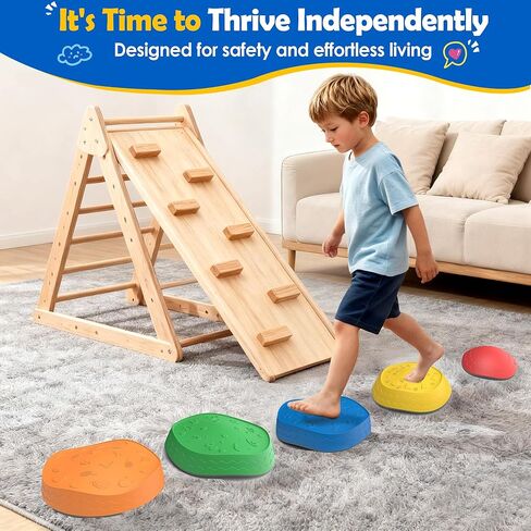 Stepping Stones for Kids - 5 Pack Non-Slip Balance Stepping Stones, Sensory Outdoor Toys for Toddlers Age 3-6, Garden Play Equipment for Promoting Toddler's Balance & Coordination Skills in Saudi Arabia