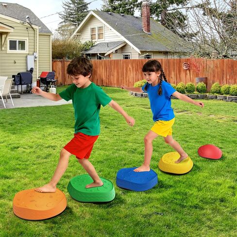 Stepping Stones for Kids - 5 Pack Non-Slip Balance Stepping Stones, Sensory Outdoor Toys for Toddlers Age 3-6, Garden Play Equipment for Promoting Toddler's Balance & Coordination Skills in Saudi Arabia