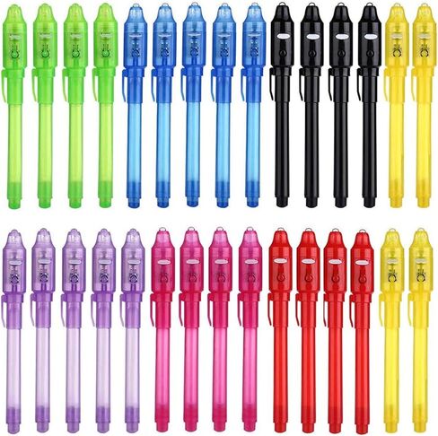 30 Pack Invisible Ink Pens with UV Light, Non Candy Valentines Day Classroom Gifts Bulk, Valentine Classroom Exchange Party Favors for Kids, Treasure Box Prizes, Secret Message Pens in Saudi Arabia