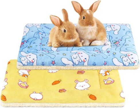 2 Pcs Guinea Pig Bed, Washable Rabbit Bunny Bed Mat Soft Small Animal Winter Bed Pads Sleeping Pads for Rat Chinchilla Hedgehog Hamster Squirrel Ferret (13 x10 inch) in Saudi Arabia