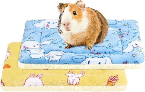 2 Pcs Guinea Pig Bed, Washable Rabbit Bunny Bed Mat Soft Small Animal Winter Bed Pads Sleeping Pads for Rat Chinchilla Hedgehog Hamster Squirrel Ferret (13 x10 inch) in Saudi Arabia