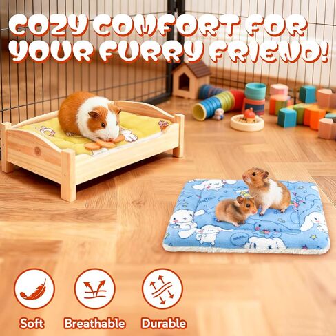 2 Pcs Guinea Pig Bed, Washable Rabbit Bunny Bed Mat Soft Small Animal Winter Bed Pads Sleeping Pads for Rat Chinchilla Hedgehog Hamster Squirrel Ferret (13 x10 inch) in Saudi Arabia