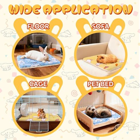 2 Pcs Guinea Pig Bed, Washable Rabbit Bunny Bed Mat Soft Small Animal Winter Bed Pads Sleeping Pads for Rat Chinchilla Hedgehog Hamster Squirrel Ferret (13 x10 inch) in Saudi Arabia