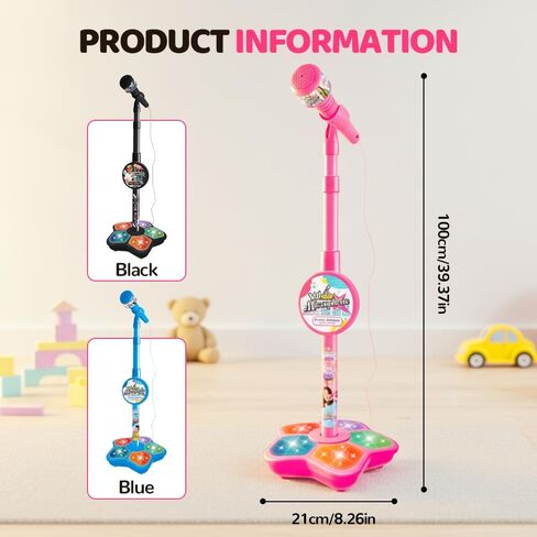 Karaoke Machine with Light, 2025 Upgrade Star Microphone with Stand, All in One Funny Karaoke Microphones with Adjustable Stand for All Ages, Birthday Gifts (not Included adeapter Cable) (Pink) in Saudi Arabia