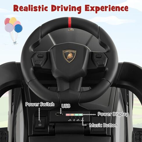 INFANS 3 in 1 Ride on Push Car, Licensed Lamborghini Baby Stroller Sliding Walking Car with Push Handle, Music, USB, Headlight, Under Seat Storage, Kids Foot-to-Floor Toy for 18-60 Months (Black) in Kuwait