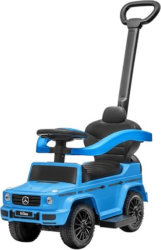 عربة أطفال للأماكن الخارجية من Best Ride On Cars Mercedes G-Wagon 3 في 1 مع مقبض قابل للفصل وقضبان أمان وقرن عمل، أزرق in Kuwait