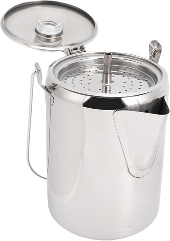 HEEPDD Coffee Percolator with Filters, Percolators Steel Stovetop Coffee Maker for Camping Hiking Backpacking, 9 Cups Portable for Indoor Outdoor Use with (Silver) in Saudi Arabia