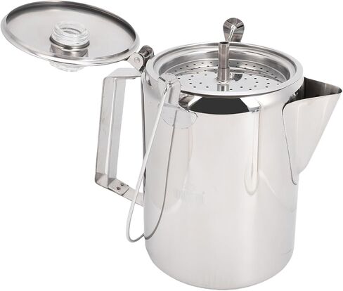 HEEPDD Coffee Percolator with Filters, Percolators Steel Stovetop Coffee Maker for Camping Hiking Backpacking, 9 Cups Portable for Indoor Outdoor Use with (Silver) in Saudi Arabia