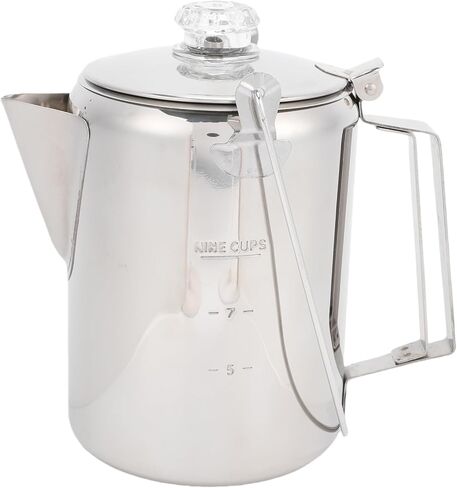 HEEPDD Coffee Percolator with Filters, Percolators Steel Stovetop Coffee Maker for Camping Hiking Backpacking, 9 Cups Portable for Indoor Outdoor Use with (Silver) in Saudi Arabia