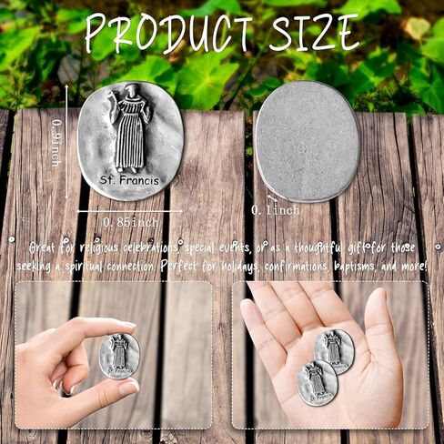 20 قطعة صغيرة من رموز جيب سانت فرانسيس (بوصة واحدة) - عملات شفيع الحيوانات لسحر طوق الكلاب، وهدايا إنقاذ الطبيب البيطري، ومباركة الحيوانات ونشرات الكنيسة (فضية عتيقة، كبيرة الحجم) in Kuwait