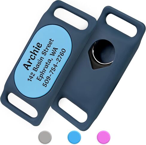 GoTags Designed for Samsung SmartTag2 Personalized Dog Collar Holder, Lost Pet ID GPS for Cat Collar with Custom Text and Number, Silicone Safety Accessories for Android Tracker Finder (Large) in Saudi Arabia