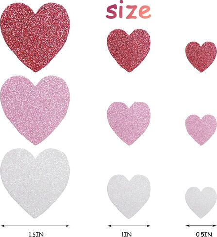 100pcs Heart Doilies, 2 Bags Foam Heart Stickers, Valentine Sticker Set, Heart Stickers for Valentine's Day Wedding DIY Craft Supplies in Saudi Arabia