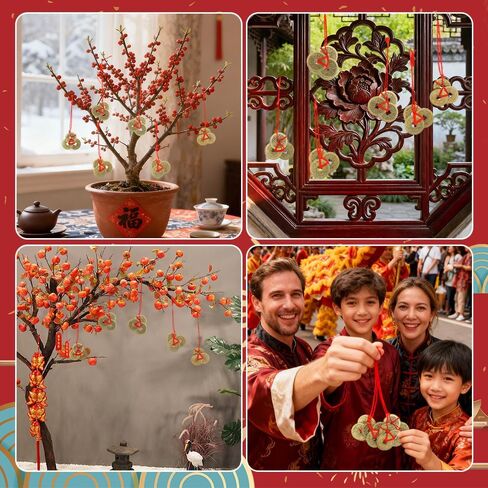 Chinese Coins 10 PCS Chinese Feng Shui I-Ching Coins Fortune Good Luck Traditional Coin with Red String for Wealth and Success Lunar New Year Coin Decorations Gift 5 Styles in Kuwait