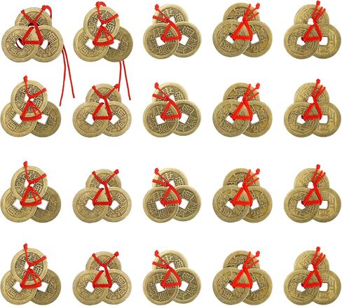 Chinese Coins 10 PCS Chinese Feng Shui I-Ching Coins Fortune Good Luck Traditional Coin with Red String for Wealth and Success Lunar New Year Coin Decorations Gift 5 Styles in Kuwait