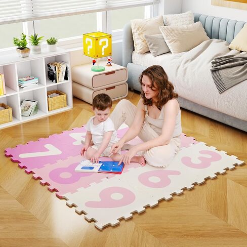 سجادة إسفنجية من HONEY JOY Hopscotch للأطفال، 12.5 بوصة × 12.5 بوصة EVA 9 قطع متشابكة من سجادة لعب الألغاز الناعمة للأطفال مع أرقام، سجادة سجاد كبيرة غير قابلة للانزلاق، سهلة التجميع والتنظيف، لغرفة اللعب (وردي) in Saudi Arabia