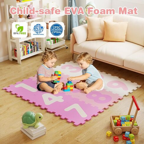 سجادة إسفنجية من HONEY JOY Hopscotch للأطفال، 12.5 بوصة × 12.5 بوصة EVA 9 قطع متشابكة من سجادة لعب الألغاز الناعمة للأطفال مع أرقام، سجادة سجاد كبيرة غير قابلة للانزلاق، سهلة التجميع والتنظيف، لغرفة اللعب (وردي) in Saudi Arabia