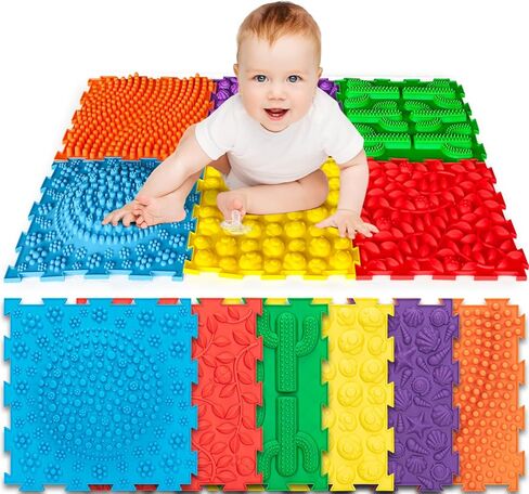 Art3d Sensory Mats for Autistic Children, Pack of 9 Massage Game Mat, Orthopedic Puzzle Play Mats,Textured Sensory Floor Tiles and Pads for Autism, Toddlers Sensory Room Must Haves in Saudi Arabia
