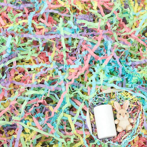 peony man 1LB Easter Crinkle Cut Paper Easter Paper Shred Filler for Gift Basket Colorful Shredded Grass Filler for Baskets Box Filling Gift Bag Wrapping Wedding Birthday Party Supplies in Saudi Arabia