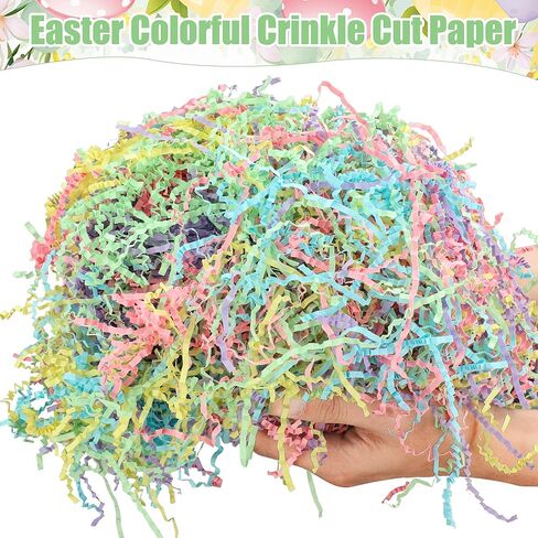 peony man 1LB Easter Crinkle Cut Paper Easter Paper Shred Filler for Gift Basket Colorful Shredded Grass Filler for Baskets Box Filling Gift Bag Wrapping Wedding Birthday Party Supplies in Saudi Arabia