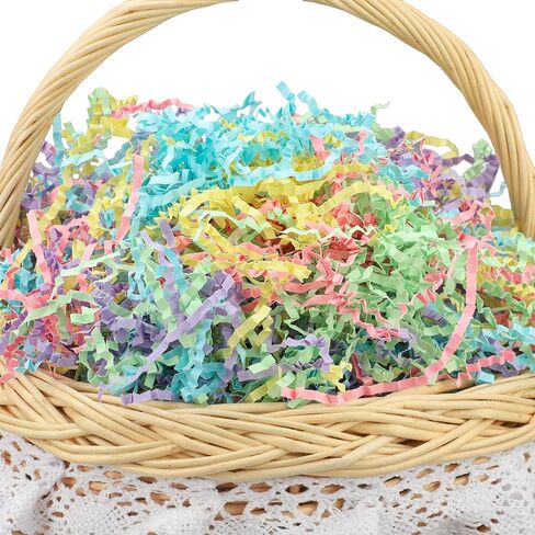 peony man 1LB Easter Crinkle Cut Paper Easter Paper Shred Filler for Gift Basket Colorful Shredded Grass Filler for Baskets Box Filling Gift Bag Wrapping Wedding Birthday Party Supplies in Saudi Arabia