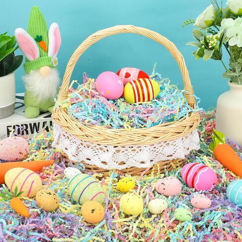peony man 1LB Easter Crinkle Cut Paper Easter Paper Shred Filler for Gift Basket Colorful Shredded Grass Filler for Baskets Box Filling Gift Bag Wrapping Wedding Birthday Party Supplies in Saudi Arabia