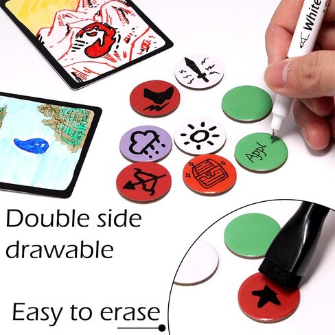100 Pcs Dry Erase Tokens – Reusable Writable Blank Game Counters, Customizable Discs for DND, MTG, Tabletop RPGs, Board Games & Bingo Accessories in Saudi Arabia