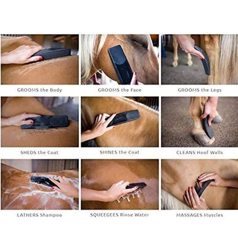 Horse beauty tool, multi-functional hair comb, for bathing, hair removal, massage and cleaning, 9 inches long, 2.51 inches wide, black in Kuwait