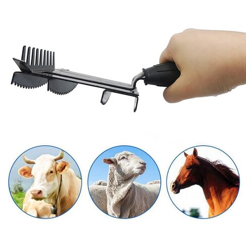 Livestock Shedding Comb Cattle Grooming Combs Metal Livestock Brush Tools Cow Cattle Brush Bull Hair Brush Grooming for Horse, Cattle,Sheep (Black) in Saudi Arabia