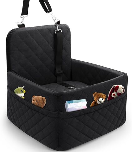 Dog Car Seat for Small/Medium Dogs,Pet Dog Booster Car Seat Puppy 15-35 lbs with Soft 4+2in Detachable Pads Detachable Elevated Cushion and Washable Cover Safety Belt Storage Pockets Easy to Install in Kuwait