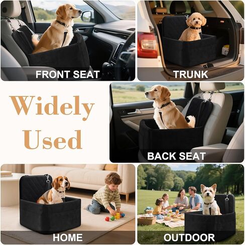 Dog Car Seat for Small/Medium Dogs,Pet Dog Booster Car Seat Puppy 15-35 lbs with Soft 4+2in Detachable Pads Detachable Elevated Cushion and Washable Cover Safety Belt Storage Pockets Easy to Install in Kuwait