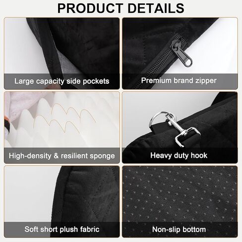 Dog Car Seat for Small/Medium Dogs,Pet Dog Booster Car Seat Puppy 15-35 lbs with Soft 4+2in Detachable Pads Detachable Elevated Cushion and Washable Cover Safety Belt Storage Pockets Easy to Install in Kuwait