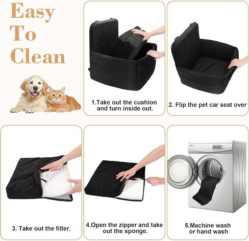 Dog Car Seat for Small/Medium Dogs,Pet Dog Booster Car Seat Puppy 15-35 lbs with Soft 4+2in Detachable Pads Detachable Elevated Cushion and Washable Cover Safety Belt Storage Pockets Easy to Install in Kuwait