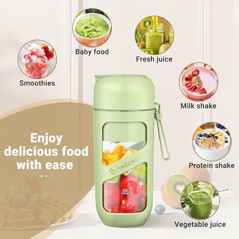 AMZCHEF Portable Blender, Strong Cutting Power with 10-Blade,Type-C Rechargeable,Vacuum Personal Size Mini Blender for Shakes and Smoothies, BPA free, for Sports, Travel, Hiking in Saudi Arabia