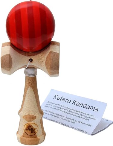 Kotaro Pro Bamboo Kendama – Full-Size Skill Toy for Tricks – Durable Ken & Tama with Extra Replaceable String – 7.25" Traditional Design (Red) in Saudi Arabia