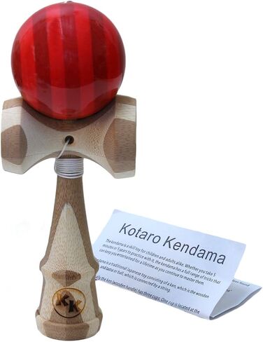 Kotaro Pro Bamboo Kendama – Full-Size Skill Toy for Tricks – Durable Ken & Tama with Extra Replaceable String – 7.25" Traditional Design (Red) in Saudi Arabia