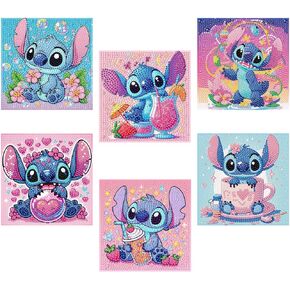 nekpiahu 6 حزمة 5D الماس مجموعات الرسم الفني للأطفال المبتدئين، الحفر الكامل لطيف الكرتون الماس مجموعات الفن، DIY جوهرة كبيرة الفن للأطفال الذين تتراوح أعمارهم بين 6-7-8-9-12، ديكور جدار المنزل 6x6 بوصة in Kuwait