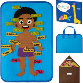 WATINC 32Pcs Body Parts Learning Portable Felt Story Board Set, Preschool Human Organ Educational Teaching Storytelling Travel Board, Flannel Early Interactive Play Kit Christmas Gift for Toddlers Kid in Kuwait