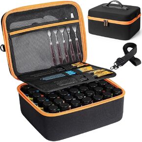 Acrylic Paint Storage case for Apple Barrel Acrylic Paint with 10pcs Paint Brush, Craft Paint Storage for 24 Bottles of 2 oz Acrylic Paint, Hard Shell Acrylic Paint Bottle Storage Organizer case in Kuwait
