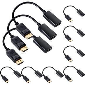 تشوانغدي 20 قطعة من محول ديسبلاي بورت (DP) الى HDMI، كيبل عرض احادي الاتجاه الى HDMI ذكر الى انثى لمنفذ عرض قياسي للكمبيوتر واللابتوب ونقل 4K وشاشة العرض وشاشة التلفزيون in Kuwait