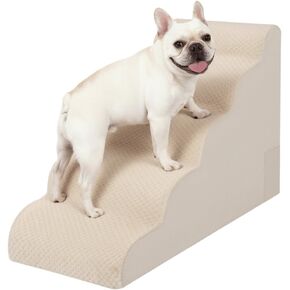 سلالم للكلاب الصغيرة بارتفاع 38.1 سم، منحدر لخطوات الكلاب بثلاث خطوات للأريكة والكرسي مع غطاء قابل للغسل مضاد للانزلاق وإسفنج متين عالي الكثافة، سلالم للحيوانات الأليفة للقطط، رمادي in Kuwait