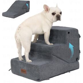 4-Step Dog Stair and Ramp for Small Dogs and Cats, Pet Steps for Bed with Non-Slip Bottom, Grey in Kuwait