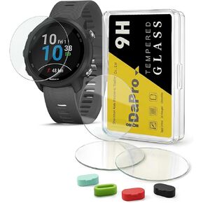 iDaPro [4 Pack] Screen Protector for Garmin Forerunner 245 Music / 245 Smartwatch + Silicone Anti-dust Plugs Tempered Glass Anti-Scratch Bubble-Free in Kuwait
